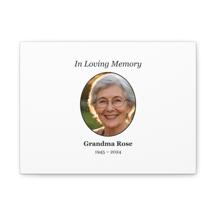 Memorial canvas prints and posters with a picture (example)