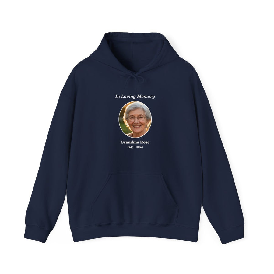 Memorial hoodies with a picture — OneTapTee personalization example