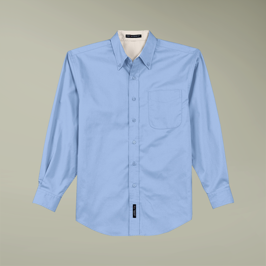 Custom Embroidered Long Sleeve Work Shirt |real|blank|Light Blue/Light Stone