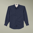 Custom Embroidered Long Sleeve Work Shirt |real|blank|Navy/Light Stone