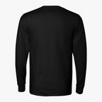 Hanes GDH200 black — back garment view. Front printing only.
