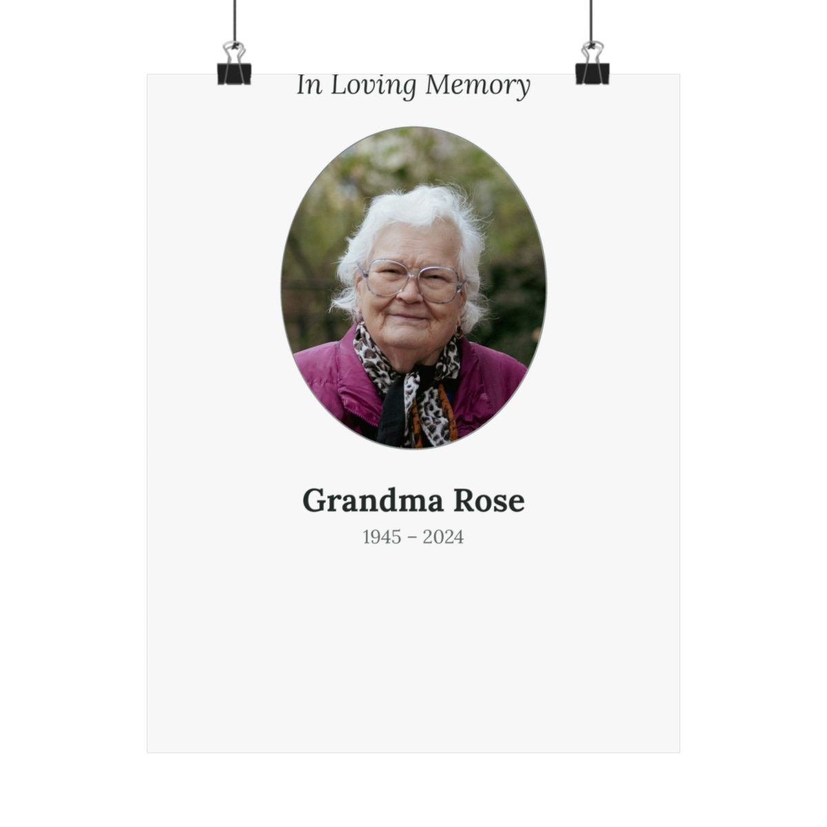 Custom Photo Poster, Memorial example