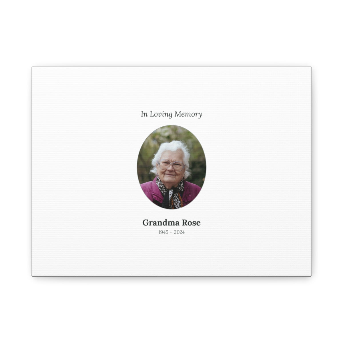 Custom Photo Canvas Print, Memorial example